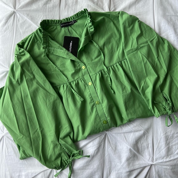 PLT - Oversized Poplin Frill Collar Shirt Dress - Size 6 - Picture 4 of 11